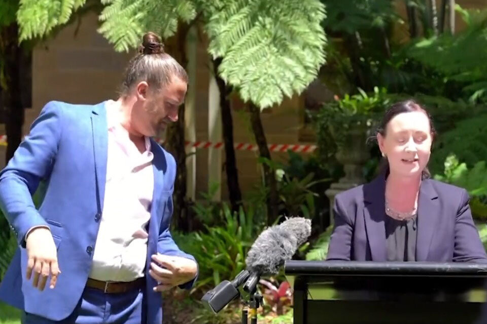 Una araña gigante interrumpió una conferencia de prensa sobre la covid en Australia
