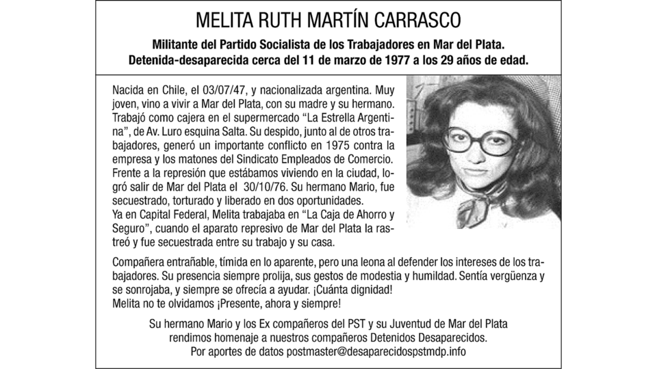 Melita Ruth Martín Carrasco Los recordatorios de hoy Página12