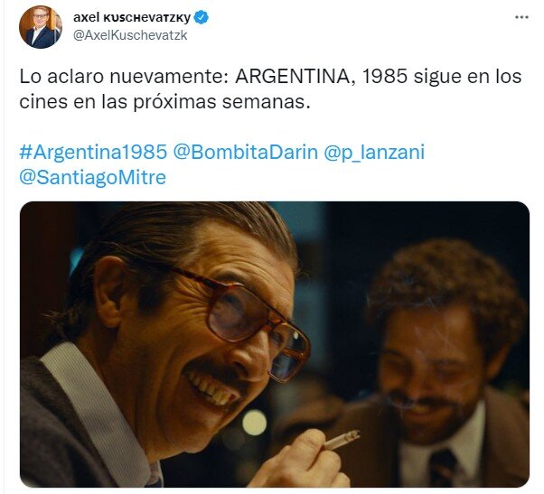 "Argentina, 1985" se estrenó en Amazon Prime: hasta qué día se puede ver en cines 1 661120 tuit1 0