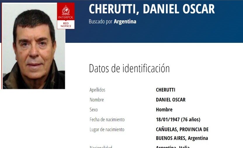 Interpol busca al hermano de Miguel Ángel Cherutti por crímenes de lesa humanidad