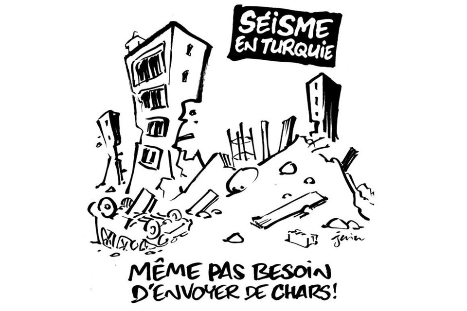 Charlie Hebdo, criticada por su humor sobre el terremoto en Siria y Turquía