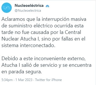 Corte de luz masivo en Argentina: cayó Atucha I y hay apagón en varias provincias