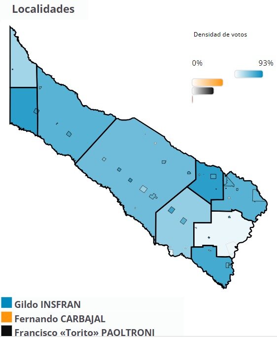 En detalle, el mapa interactivo con los resultados en Formosa