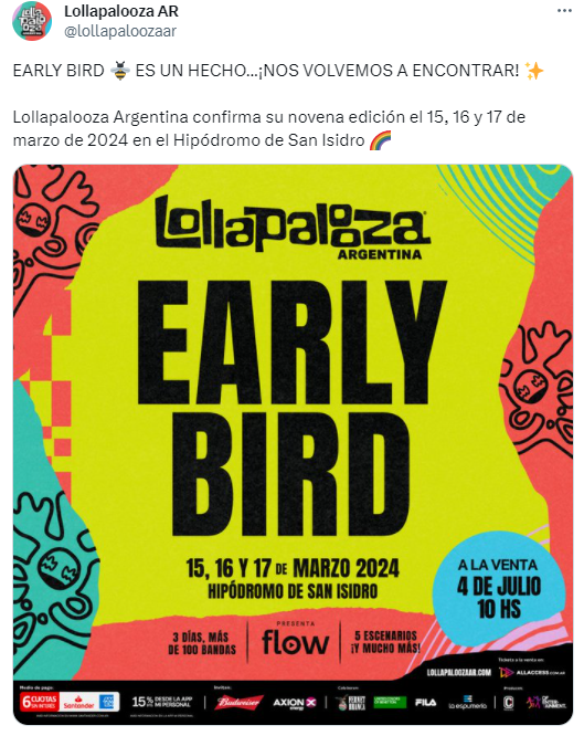 Entradas para el Lollapalooza Argentina 2024 ya están a la venta los