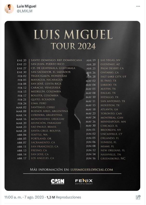 Luis Miguel anunció nuevas fechas en Argentina durante su gira mundial