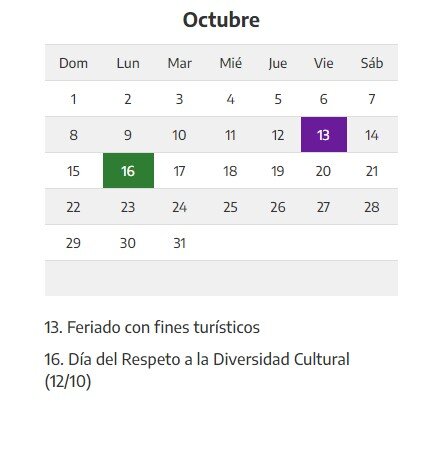 Cuando es feriado en octubre - Figure 2