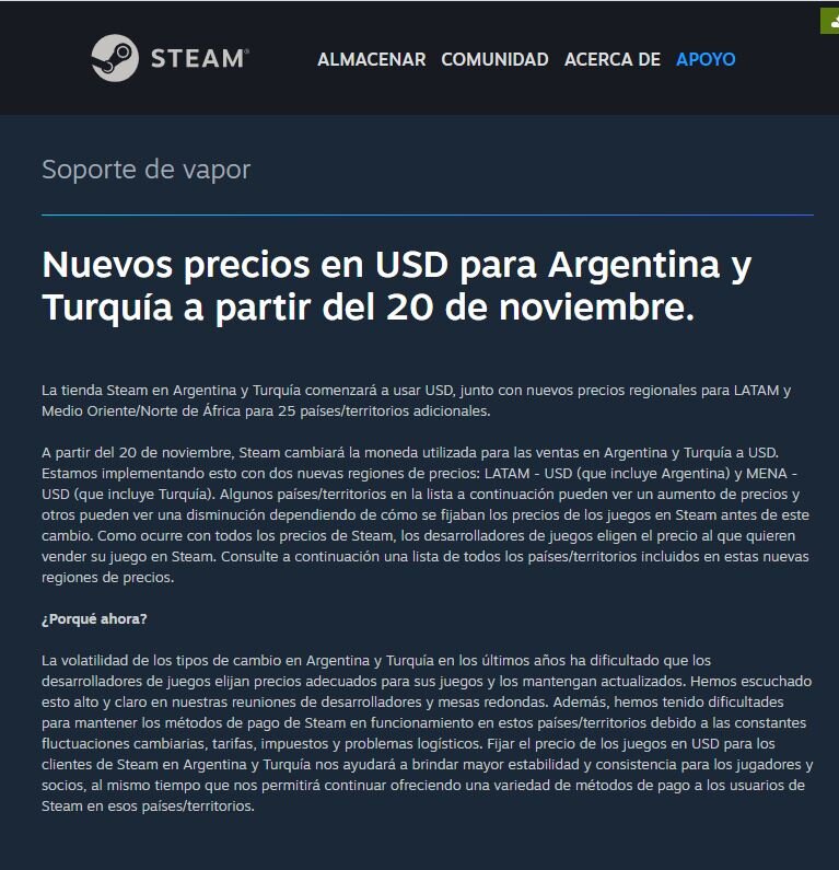 Steam: estos podrían ser los nuevos precios para los videojuegos en dólares  para el store argentino - Cultura Geek