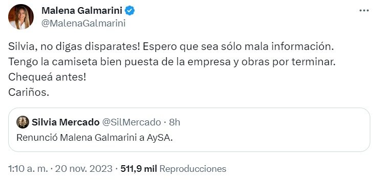 Galmarini desmintió las fakes news de los periodistas macristas sobre su renuncia a Aysa