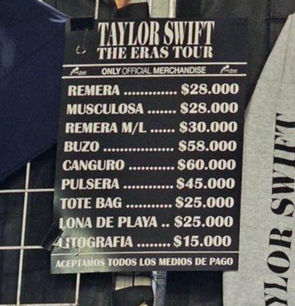 Llegó el merchandising de Taylor Swift en la previa de sus shows