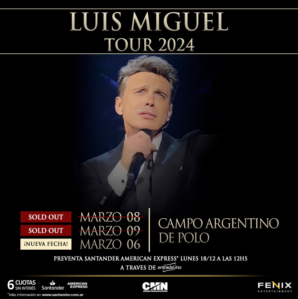 Luis Miguel en Argentina 2024 cómo comprar entradas para el tercer