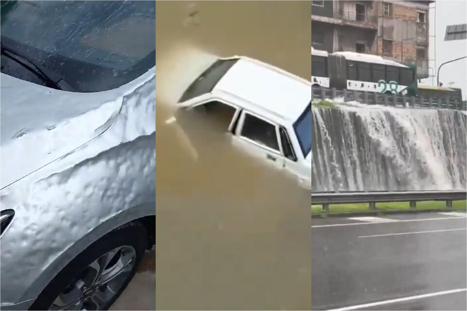 Las impresionantes imágenes de la tormenta: autos flotando y pelotas de granizo