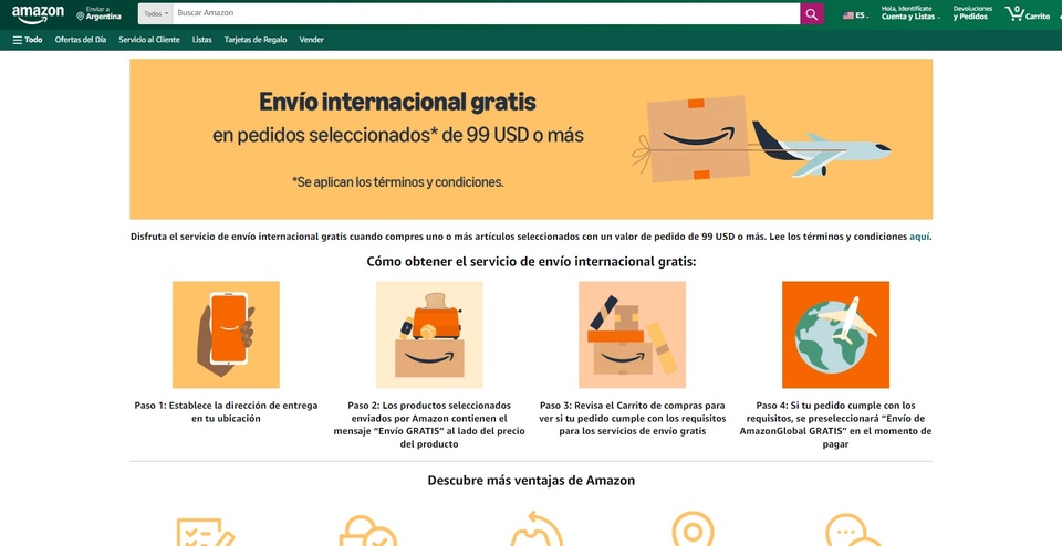 Amazon habilito envios gratis a Argentina en compras mayores a 99 dolares el paso a paso y todo lo que hay que saber La estrategia del gigante del comercio electronico Pagina 12