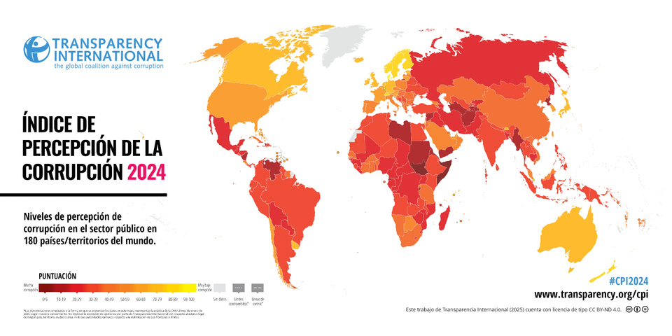 Publican un índice de corrupción y Argentina quedó en el puesto 99 de 180