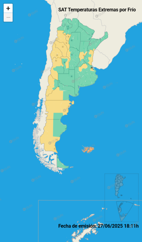 Más de 15 provincias estarán bajo alerta amarilla por frío extremo: qué precauciones tomar para cuidar la salud