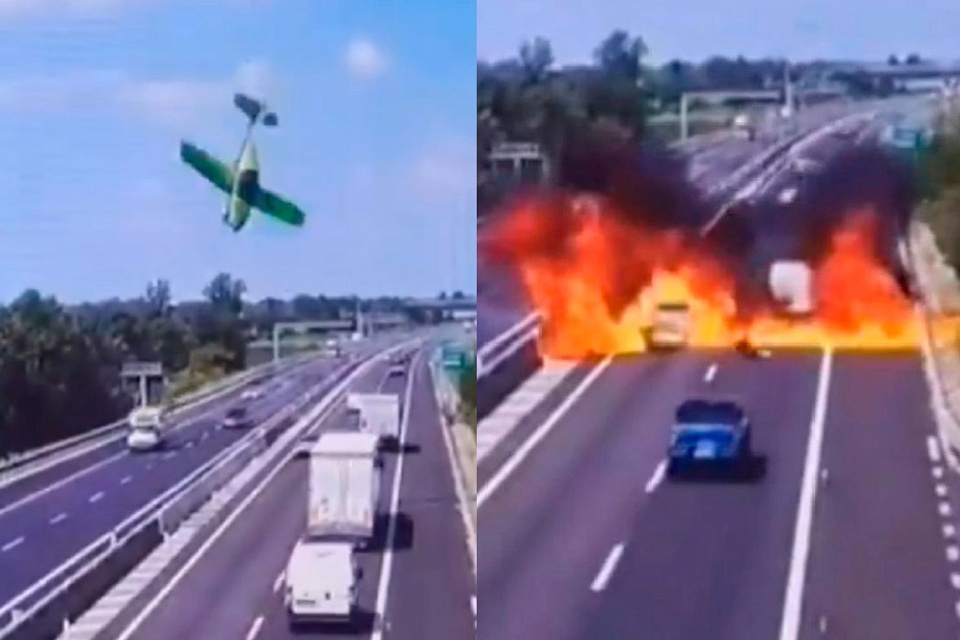 Una avioneta cayó sobre una autopista en Italia