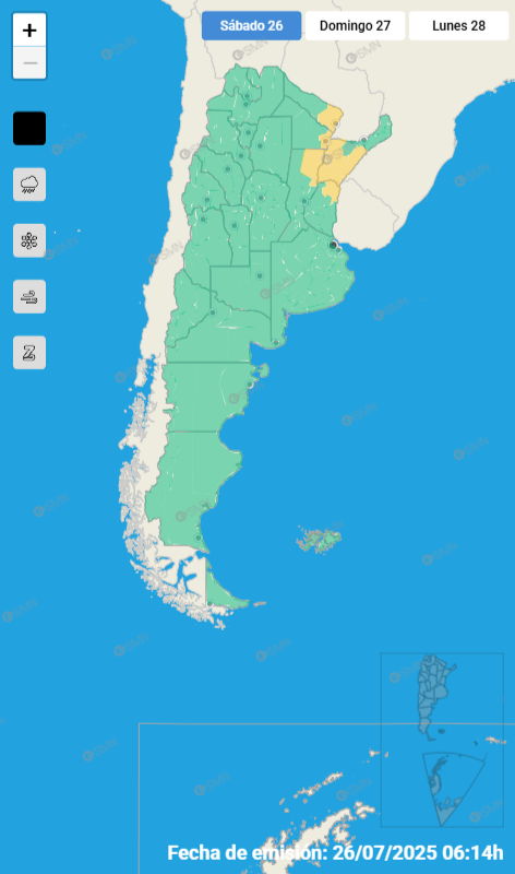 Alerta amarilla por tormentas en cinco provincias del Noreste