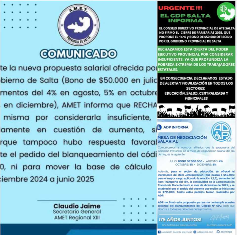 Sigue el rechazo de Sitepsa, ADP y AMET y el Gobierno defiende la suba