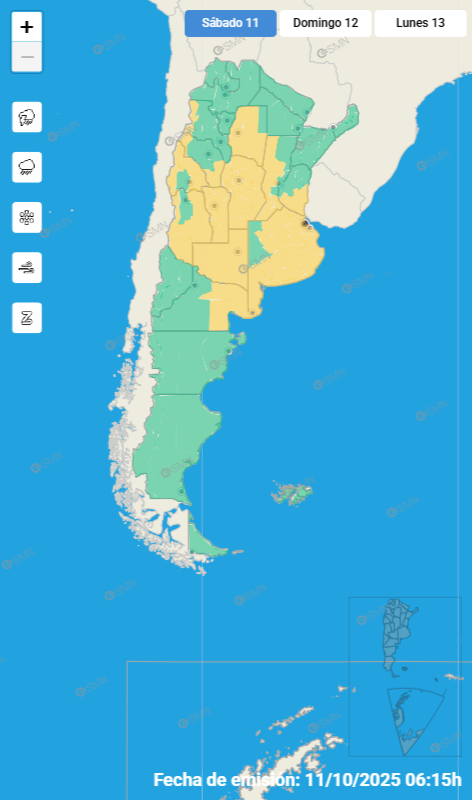 Hay alerta amarilla por tormentas y vientos fuertes para este sábado 11 de octubre: las provincias afectadas - Image 3