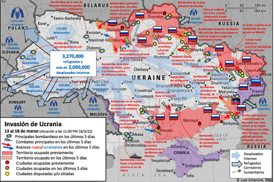 El mapa de la guerra en Ucrania: así avanzan las tropas rusas